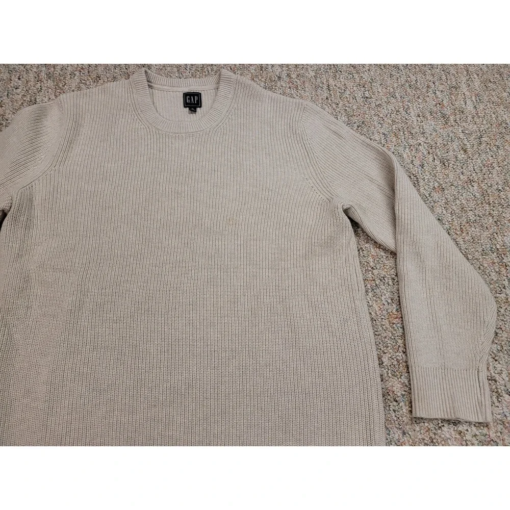 Gap Sweater Mens XL Beige Crewneck Pullover Knit Fisherman‎ Outdoors Hiking Camp
